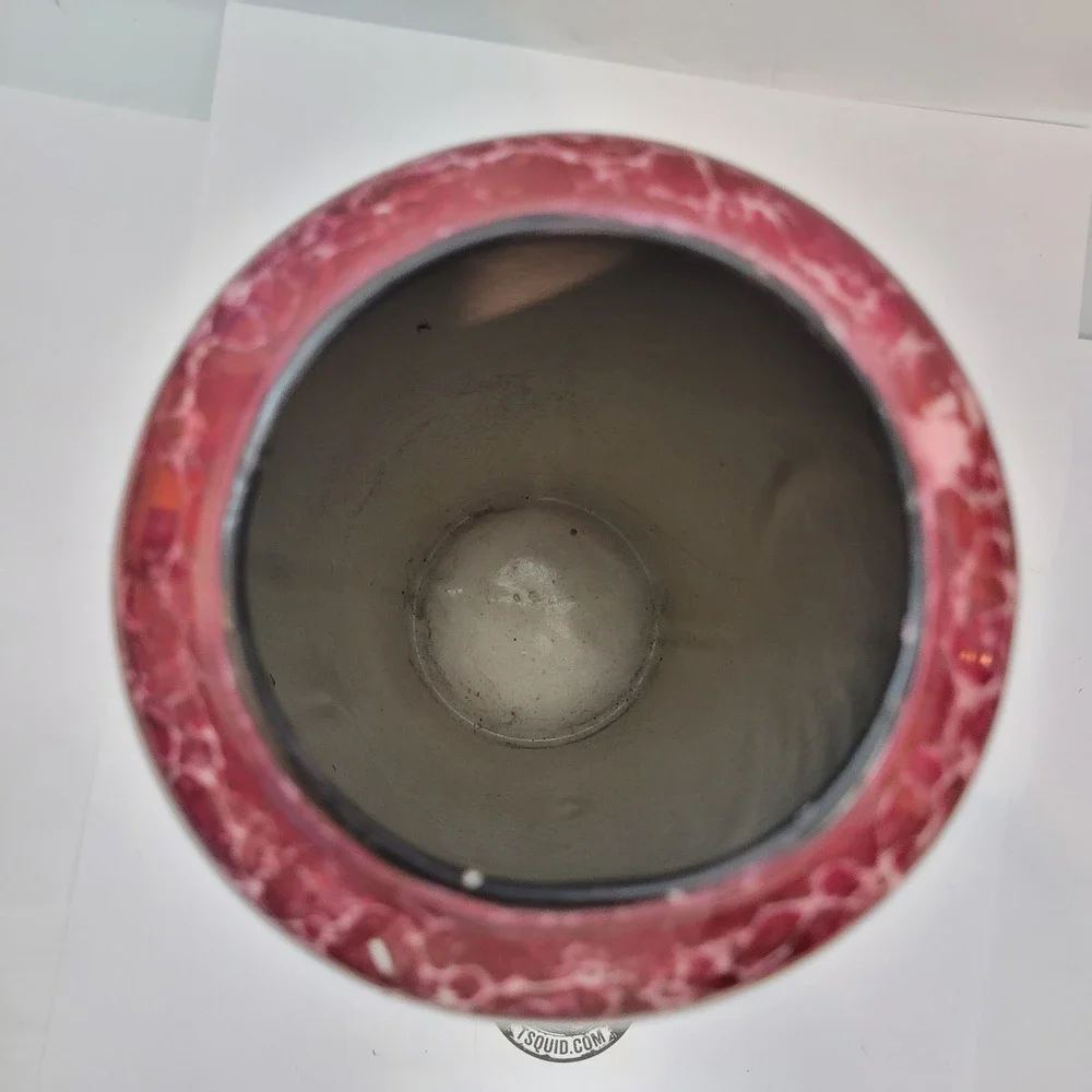 Vintage Modern Marbled Ceramic Vase Home Decor Burgundy White Green 8.5 Inch